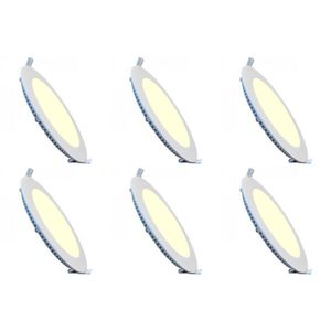 LED Downlight Slim 6 Pack - Inbouw Rond 6W - Warm Wit 2700K - Mat Wit Aluminium - Ø120mm
