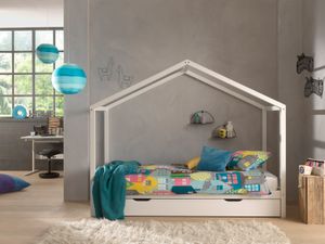 Huisbed DALTON 90x200 cm witte pijnboom met bedlade