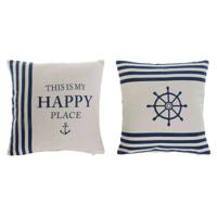 Kussen Home ESPRIT Wit Marineblauw 45 x 10 x 45 cm (2 Stuks)