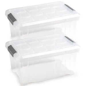 3x Opslagbakken/organizers met deksel 5 liter 29 cm transparant - Opbergbox