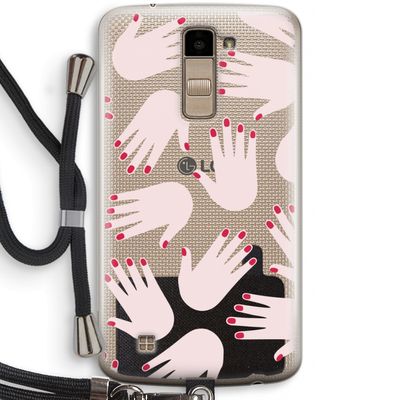 Hands pink: LG K10 (2016) Transparant Hoesje met koord