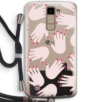 Hands pink: LG K10 (2016) Transparant Hoesje met koord