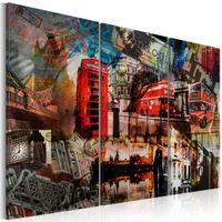 Schilderij - Londen collage, Multi-gekleurd, 3luik, premium print - thumbnail