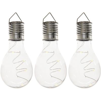 Solar hanglamp bol/peertje - 3x - transparant - kunststof - 14 cm