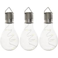 Solar hanglamp bol/peertje - 3x - transparant - kunststof - 14 cm
