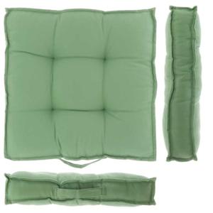 Unique Living Vloerkussen - groen - katoen - 43 x 43 x 7 cm - vierkant - Matras/Zitkussen