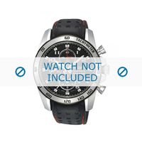 Seiko horlogeband SNAE65P1 / 7T62-0KV0 02B / L0CE011J0 Leder Zwart 21mm + rood stiksel