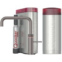 Quooker Fusion Square Keukenkraan Set - Kokend Warm- en Koud Water - Gunmetal - Inclusief COMBI Reservoir & CUBE - Direct Gekoeld Bruisend Water