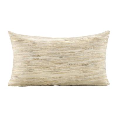 2e Halve Prijs Leen Bakker - Sierkussen Solane - Naturel/goud - 30x50 Cm - Polyester/Katoen - Geel#Goudkleurig#Crème