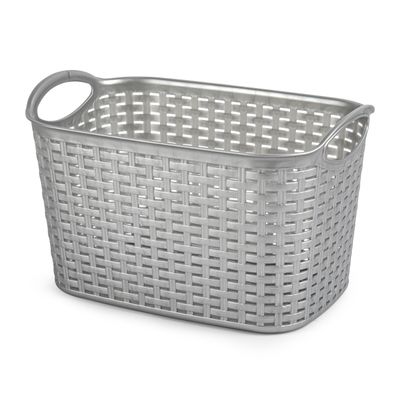 Opbergmand/kastmandje - 19 liter - zilver - kunststof - 29 x 39 x 25 cm