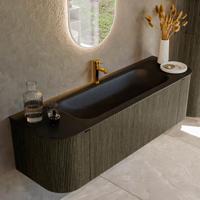 Badmeubel Mondiaz Kurve | 150 cm cm | Meubelkleur Shadow | Wastafelkleur Urban | Solid surface | Wasbak midden spoelbak | 1 kraangat