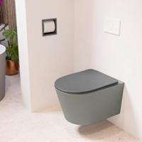 Wandcloset Mondiaz Lavie | Zonder spoelrand | Incl.Toiletzitting-Dark Grey | Keramiek | Smoke (grijs)