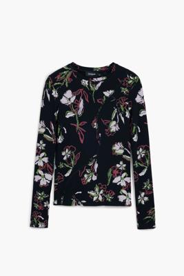 Bloemen T-shirt - BLACK - XL