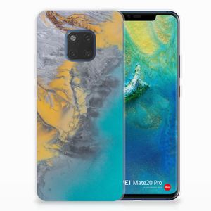 Huawei Mate 20 Pro TPU Siliconen Hoesje Marble Blue Gold