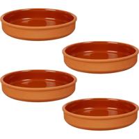 Tapas serveerschaal - 4x stuks - terracotta - bruin - D23 x H4 cm - hapjes serveren - ovenschaal - r