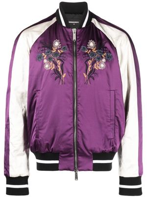 DSQUARED2 veste bomber à fleurs brodées - Violet