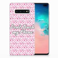 Samsung Galaxy S10 Plus Silicone-hoesje Flowers Pink DTMP - thumbnail