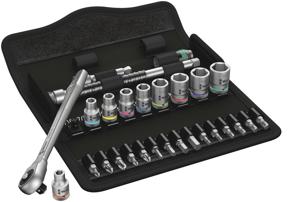 Wera 8100 SA 10 Zyklop Metalen ratelset, 1/4" gereedschapsset 28-delige, volledig metalen ratel met vierkantaandrijving