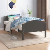 Bedframe massief grenenhout donkergrijs 100x200 cm
