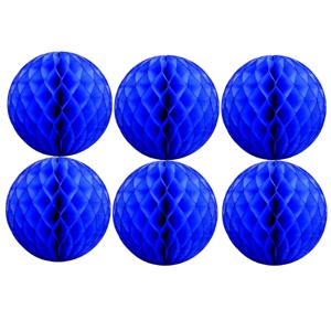 Papieren kerstballen - 6x - blauw - 10 cm - kerstversiering