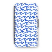 Blauwe golven: iPhone X Flip Hoesje