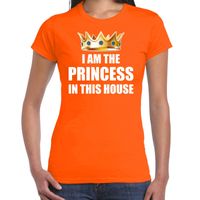 Koningsdag t-shirt Im the princess in this house oranje voor dam