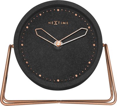 NeXtime NE-5204ZW Tafelklok 17.5x15.5x5 Cm, Polyresin, Zwart