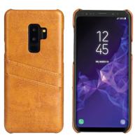 Fierre Shann retro olie Wax textuur PU lederen draagtas voor Galaxy S9 PLUS, met kaartsleuven (geel)