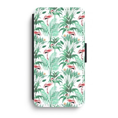 Flamingo bladeren: iPhone XR Flip Hoesje