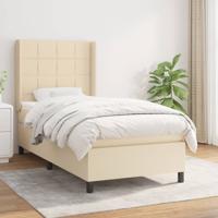 Boxspring met matras stof crèmekleurig 100x200 cm