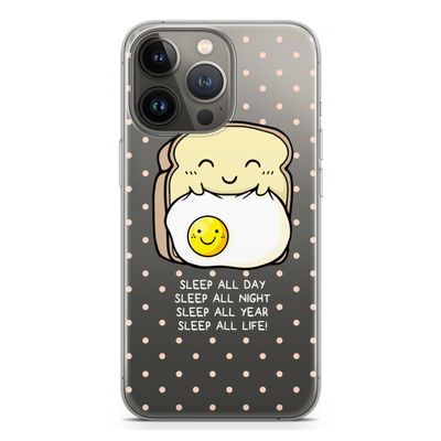Sleep All Day: iPhone 13 Pro Transparant Hoesje