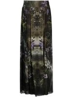 Alberta Ferretti jupe en soie à imprimé Flower Bomb - Vert