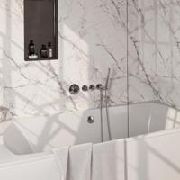 Brauer Chrome Carving Thermostatische Inbouw Badkraan Badvulcombinatie - Staaf - Doucheslang - Wandaansluitbocht - Handdouche - Chroom