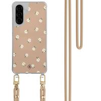 Samsung Galaxy A57 hoesje met beige koord - Sweet daisies