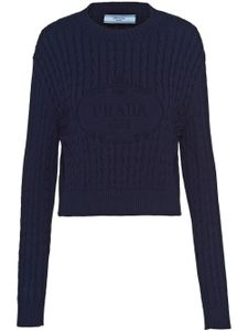 Prada pull en maille torsadée à logo intarsia - Bleu