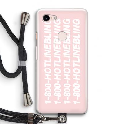 Hotline bling pink: Pixel 3 Transparant Hoesje met koord