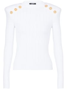 Balmain pull en maille à boutons embossés - Blanc