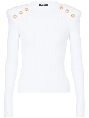 Balmain pull en maille à boutons embossés - Blanc