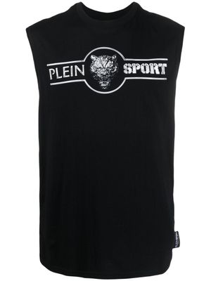 Plein Sport débardeur en coton à logo imprimé - Noir