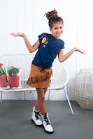 B.Nosy Meisjes t-shirt geborduurde bloem en knoop - Space blauw - thumbnail