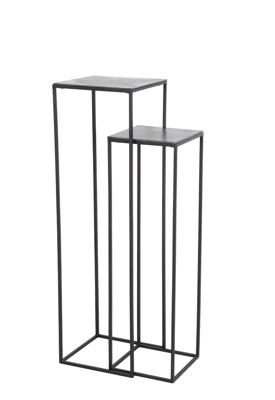 Light & Living Bijzettafel 'Boca' Set van 2 stuks max, ruw lood ant-mat zwart