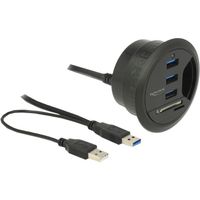 DeLOCK In-Desk Hub 3 Port USB 3.0 + 2 Slot SD Card Reader kaartlezer