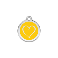 Tribal Heart Yellow roestvrijstalen hondenpenning small/klein dia. 2 cm - Reddingo
