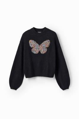 Grofgebreide trui vlinder - BLACK - M