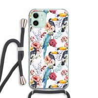 Bloemen tukan: iPhone 11 Transparant Hoesje met koord