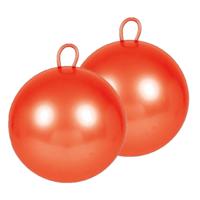 Summer Play skippybal - 2x stuks - oranje - 60 cm - pvc - springbal - kinderen - buitenspeelgoed