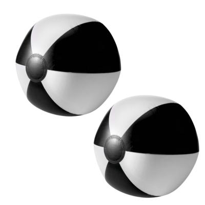 Opblaasbare speelgoed zwembad strandbal - 2x - zwart/wit - D26 cm - Strandballen
