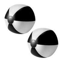 Opblaasbare speelgoed zwembad strandbal - 2x - zwart/wit - D26 cm - Strandballen