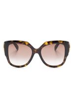 Gucci Eyewear lunettes de soleil rondes à plaque logo - Marron - thumbnail