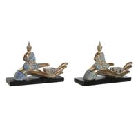 Decoratieve figuren DKD Home Decor 25,7 x 8 x 16 cm Blauw Boeddha Turkoois Orientaals Decapé (2 Stuks)